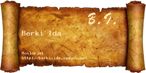 Berki Ida névjegykártya